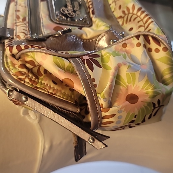 Genna de rossi floral purse with silver metallic look trim Y2K style - Picture 5 of 12